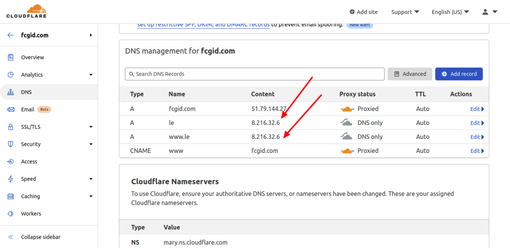 DNS _ fcgid.com _ B4yu4ja@gmail.com's Account _ Cloudflare DNS _ fcgid.com _ B4yu4ja@gmail.com's Account _ Cloudflare