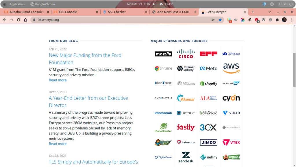 Let's Encrypt (ISRG) backed by Big Sponsors and Funders Let's Encrypt (ISRG) backed by Big Sponsors and Funders