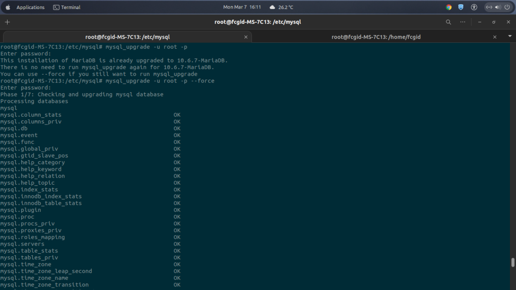 mysql_upgrade command mysql_upgrade command