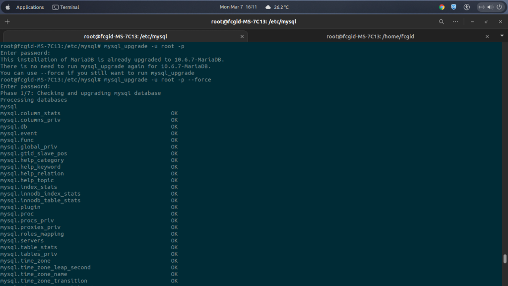 mysql_upgrade command