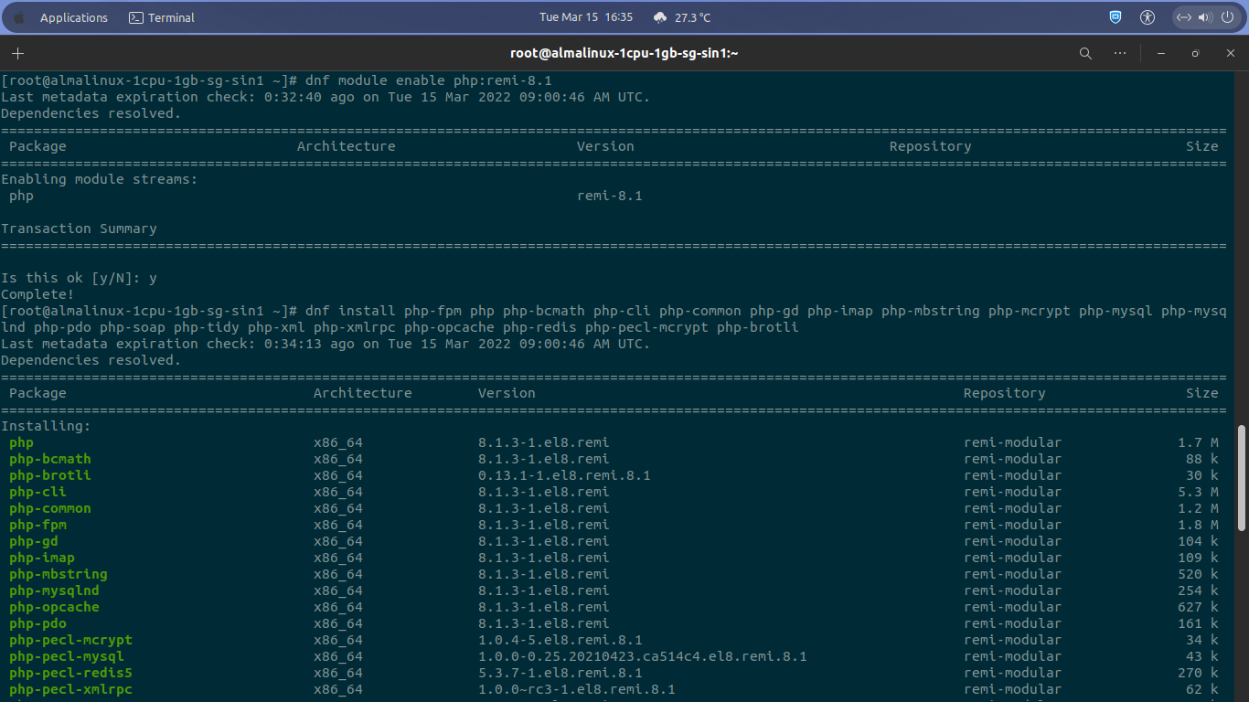 Install PHP 8.1-FPM on Virtual Machine Running AlmaLinux 8.5