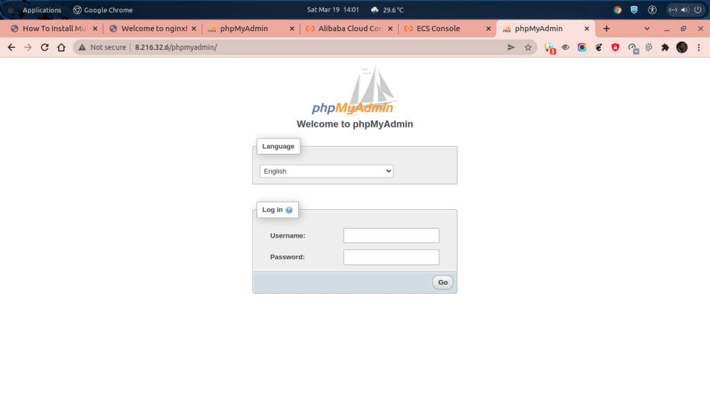 Form phpMyAdmin Loggin Form