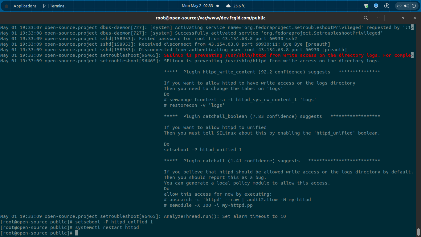 Updating SELinux Config Updating SELinux Config
