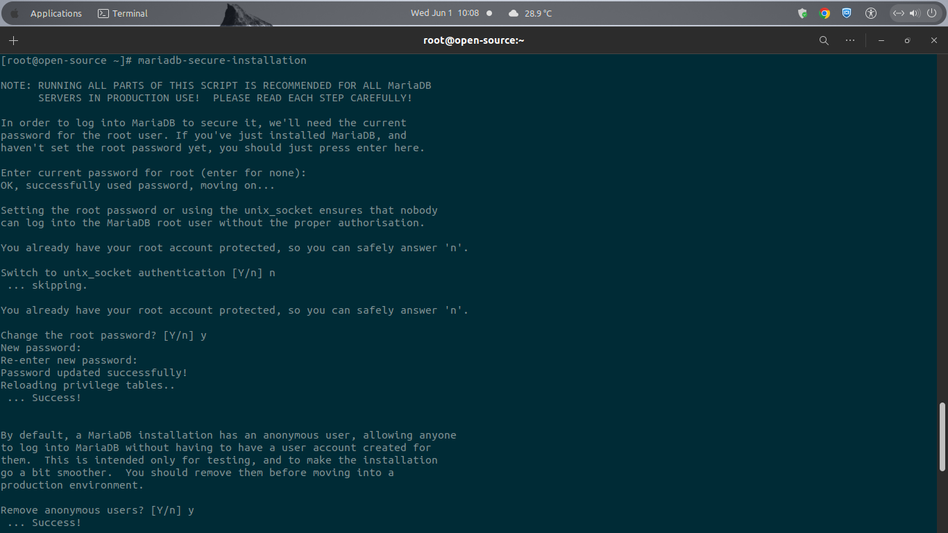 mariadb-secure-installation command mariadb-secure-installation command