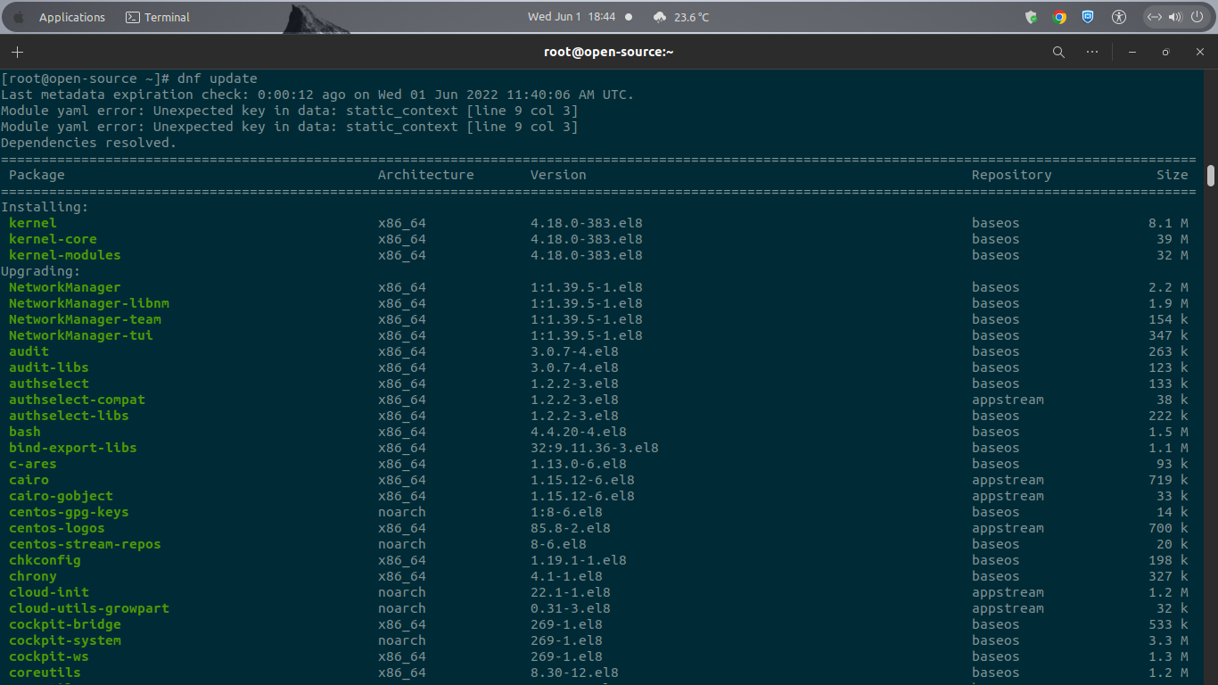 System Update on CentOS 8 Stream System Update on CentOS 8 Stream