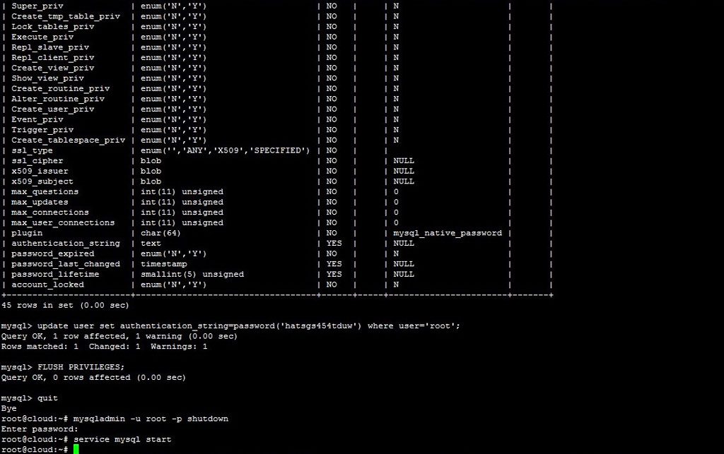 reset mysql 5.7 root password centos 7