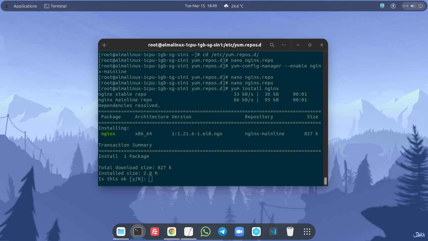 Installing Nginx Mainline on AlmaLinux 8.5 OS
