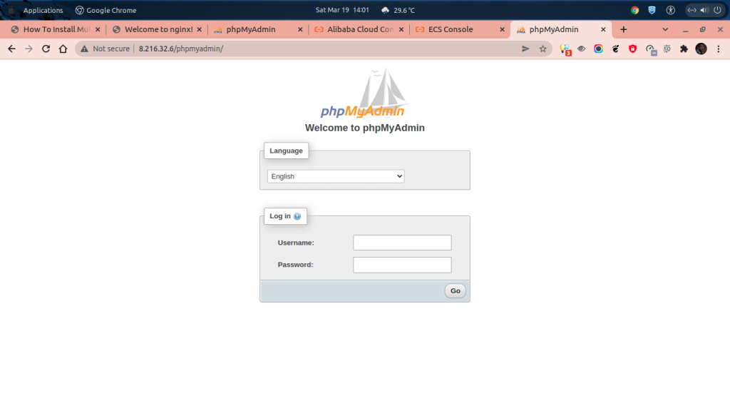 phpMyAdmin Loggin Form